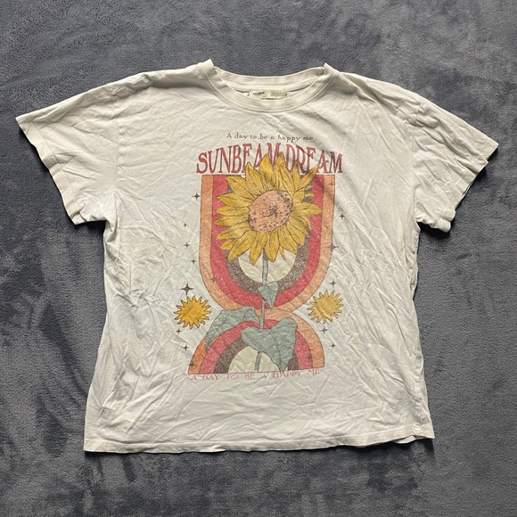 Pull&Bear Tops - Pull&Bear Tshirt Womens Medium Sunbeam Dream Sunflower Rainbow Graphic Tee